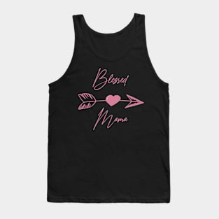 Blessed Mama Boho pink lettering sarcastic mother Tank Top